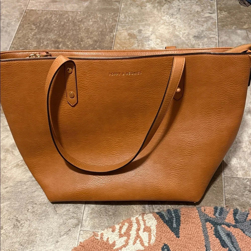 Poppy & Peonies Faux Leather Tote - Picture 1 of 8